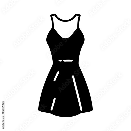 mini dress  vector icon, dress icon, vector clothing icon - simple vector illustration of a mini dress , in a simple and clean style, for business and fashion graphics. clothing flat illustration.