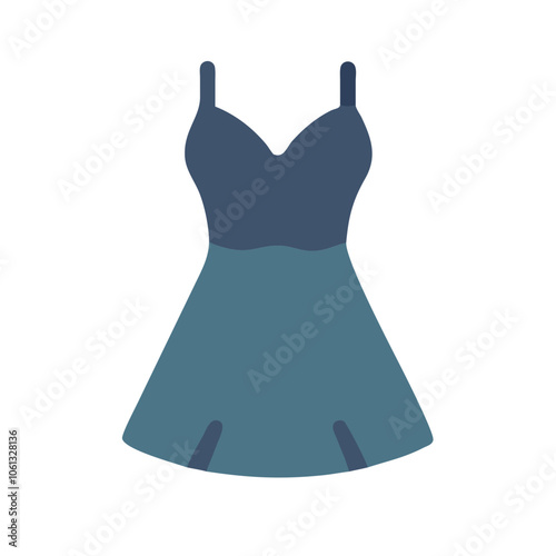 mini dress  vector icon, dress icon, vector clothing icon - simple vector illustration of a mini dress , in a simple and clean style, for business and fashion graphics. clothing flat illustration.