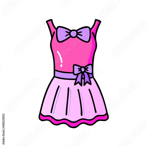 mini dress  vector icon, dress icon, vector clothing icon - simple vector illustration of a mini dress , in a simple and clean style, for business and fashion graphics. clothing flat illustration.
