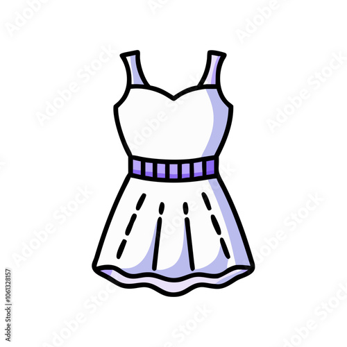 mini dress  vector icon, dress icon, vector clothing icon - simple vector illustration of a mini dress , in a simple and clean style, for business and fashion graphics. clothing flat illustration.