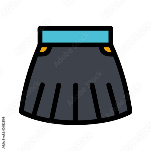 mini skirt  vector icon, dress icon, vector clothing icon - simple vector illustration of a mini skirt , in a simple and clean style, for business and fashion graphics. clothing flat illustration.