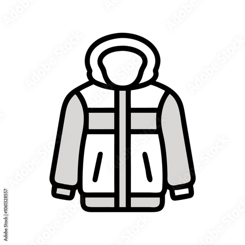 parka  vector icon, dress icon, vector clothing icon - simple vector illustration of a parka , in a simple and clean style, for business and fashion graphics. clothing flat illustration.