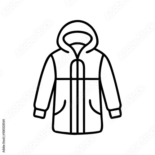 parka  vector icon, dress icon, vector clothing icon - simple vector illustration of a parka , in a simple and clean style, for business and fashion graphics. clothing flat illustration.