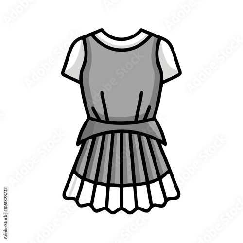 peplum dress  vector icon, dress icon, vector clothing icon - simple vector illustration of a peplum dress , in a simple and clean style, for business and fashion graphics. clothing flat illustration.