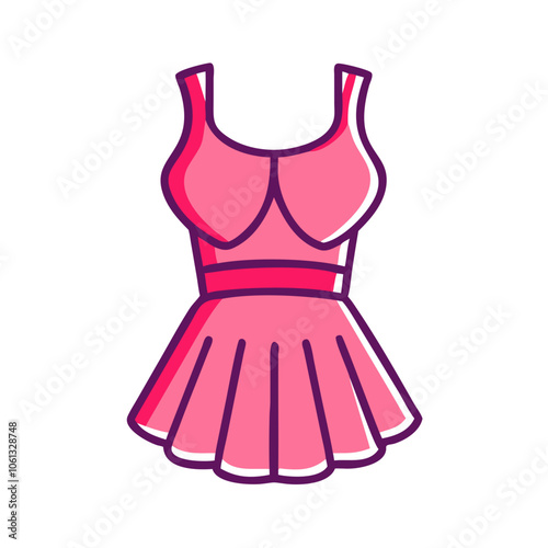 peplum dress  vector icon, dress icon, vector clothing icon - simple vector illustration of a peplum dress , in a simple and clean style, for business and fashion graphics. clothing flat illustration.