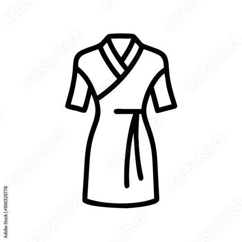 wrap dress  vector icon, dress icon, vector clothing icon - simple vector illustration of a wrap dress , in a simple and clean style, for business and fashion graphics. clothing flat illustration.
