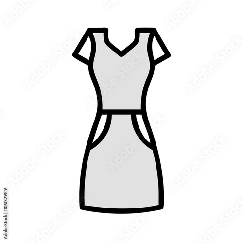 sheath dress  vector icon, dress icon, vector clothing icon - simple vector illustration of a sheath dress , in a simple and clean style, for business and fashion graphics. clothing flat illustration.