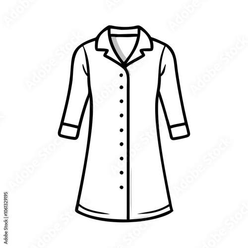 shirt dress  vector icon, dress icon, vector clothing icon - simple vector illustration of a shirt dress , in a simple and clean style, for business and fashion graphics. clothing flat illustration.