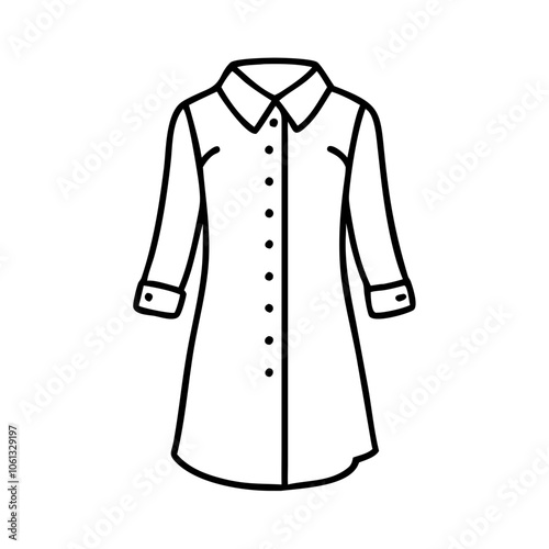 shirt dress  vector icon, dress icon, vector clothing icon - simple vector illustration of a shirt dress , in a simple and clean style, for business and fashion graphics. clothing flat illustration.