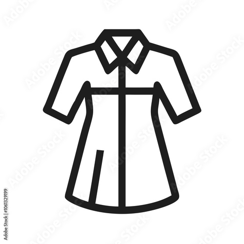 shirt dress  vector icon, dress icon, vector clothing icon - simple vector illustration of a shirt dress , in a simple and clean style, for business and fashion graphics. clothing flat illustration.