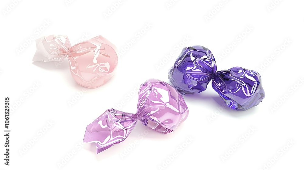 Candy on a white background presents a sweet and enticing sight. A colorful display of treats that brings joy and indulgence. 