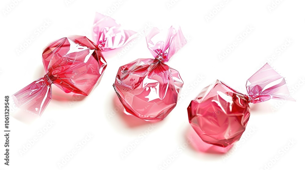 Candy on a white background presents a sweet and enticing sight. A colorful display of treats that brings joy and indulgence. 