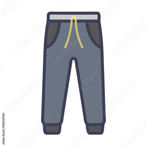 sweatpants  vector icon, dress icon, vector clothing icon - simple vector illustration of a sweatpants , in a simple and clean style, for business and fashion graphics. clothing flat illustration.
