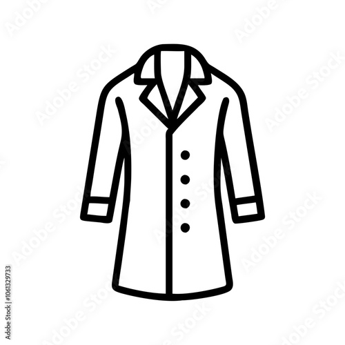 trench coat  vector icon, dress icon, vector clothing icon - simple vector illustration of a trench coat , in a simple and clean style, for business and fashion graphics. clothing flat illustration.