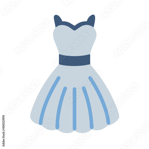 tulle dress  vector icon, dress icon, vector clothing icon - simple vector illustration of a tulle dress , in a simple and clean style, for business and fashion graphics. clothing flat illustration.