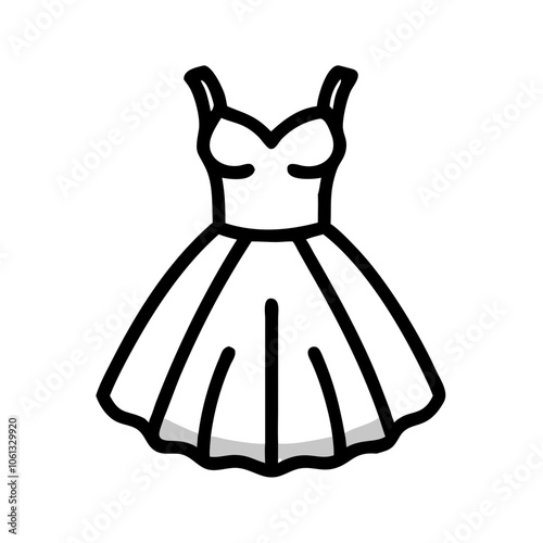 tulle dress  vector icon, dress icon, vector clothing icon - simple vector illustration of a tulle dress , in a simple and clean style, for business and fashion graphics. clothing flat illustration.