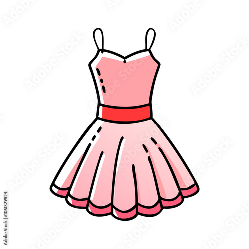 tulle dress  vector icon, dress icon, vector clothing icon - simple vector illustration of a tulle dress , in a simple and clean style, for business and fashion graphics. clothing flat illustration.