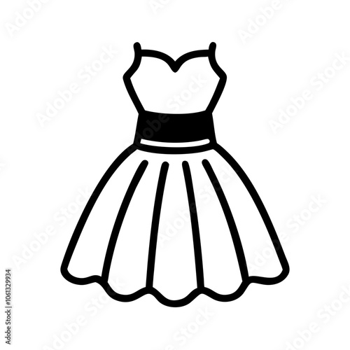 tulle dress  vector icon, dress icon, vector clothing icon - simple vector illustration of a tulle dress , in a simple and clean style, for business and fashion graphics. clothing flat illustration.