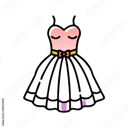 tulle dress  vector icon, dress icon, vector clothing icon - simple vector illustration of a tulle dress , in a simple and clean style, for business and fashion graphics. clothing flat illustration.
