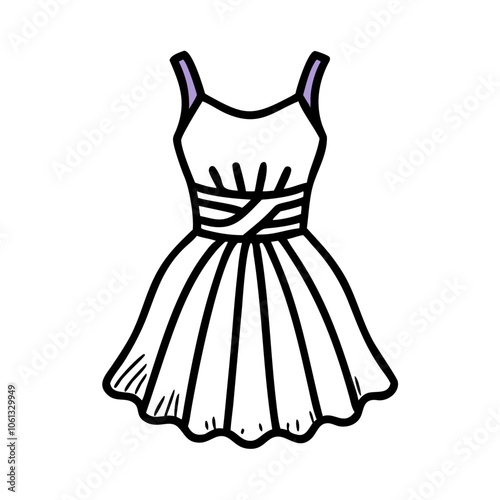 tulle dress  vector icon, dress icon, vector clothing icon - simple vector illustration of a tulle dress , in a simple and clean style, for business and fashion graphics. clothing flat illustration.