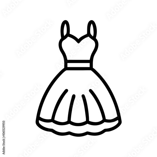 tulle dress  vector icon, dress icon, vector clothing icon - simple vector illustration of a tulle dress , in a simple and clean style, for business and fashion graphics. clothing flat illustration.