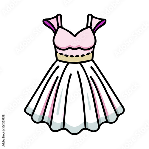 tulle dress  vector icon, dress icon, vector clothing icon - simple vector illustration of a tulle dress , in a simple and clean style, for business and fashion graphics. clothing flat illustration.