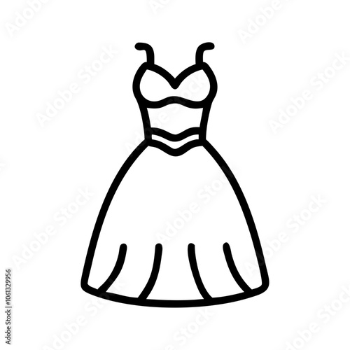 tulle dress  vector icon, dress icon, vector clothing icon - simple vector illustration of a tulle dress , in a simple and clean style, for business and fashion graphics. clothing flat illustration.