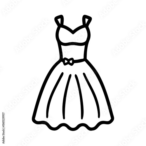 tulle dress  vector icon, dress icon, vector clothing icon - simple vector illustration of a tulle dress , in a simple and clean style, for business and fashion graphics. clothing flat illustration.