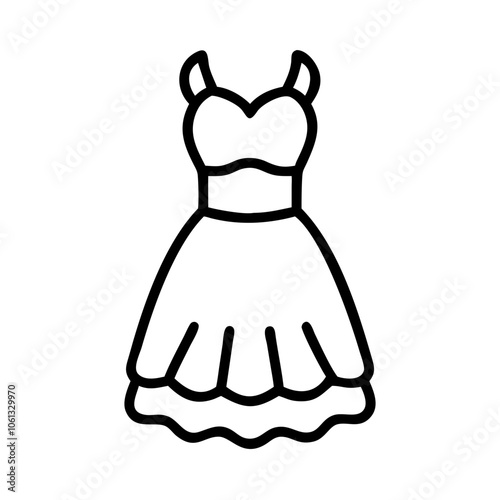 tulle dress  vector icon, dress icon, vector clothing icon - simple vector illustration of a tulle dress , in a simple and clean style, for business and fashion graphics. clothing flat illustration.