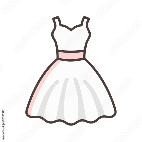 tulle dress  vector icon, dress icon, vector clothing icon - simple vector illustration of a tulle dress , in a simple and clean style, for business and fashion graphics. clothing flat illustration.