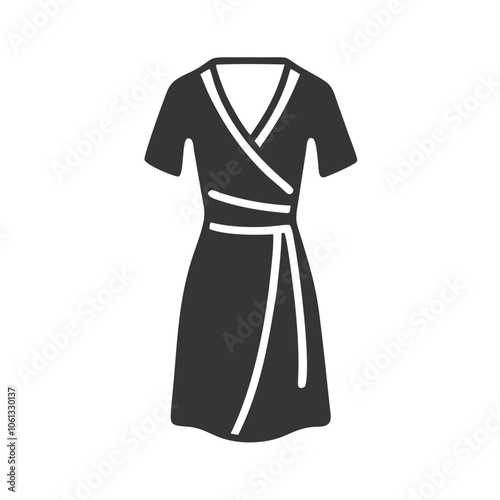 wrap dress  vector icon, dress icon, vector clothing icon - simple vector illustration of a wrap dress , in a simple and clean style, for business and fashion graphics. clothing flat illustration.