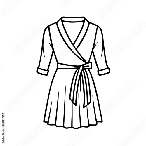 wrap dress  vector icon, dress icon, vector clothing icon - simple vector illustration of a wrap dress , in a simple and clean style, for business and fashion graphics. clothing flat illustration.