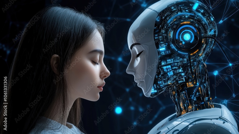 Human and Robot Facing Each Other Human and Robot Facing Each Other