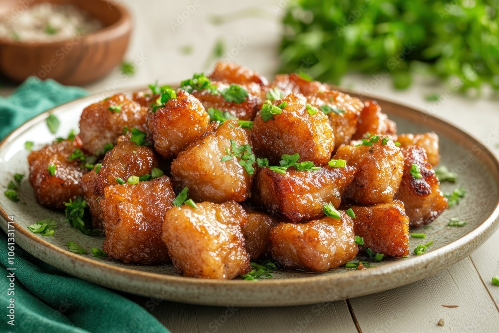 Crispy Golden Fried Cubes with Fresh Herbs Crispy Golden Fried Cubes with Fresh Herbs