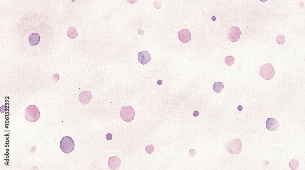 Abstract watercolor background with purple and pink polka dots on a light background. Abstract watercolor background with purple and pink polka dots on a light background.