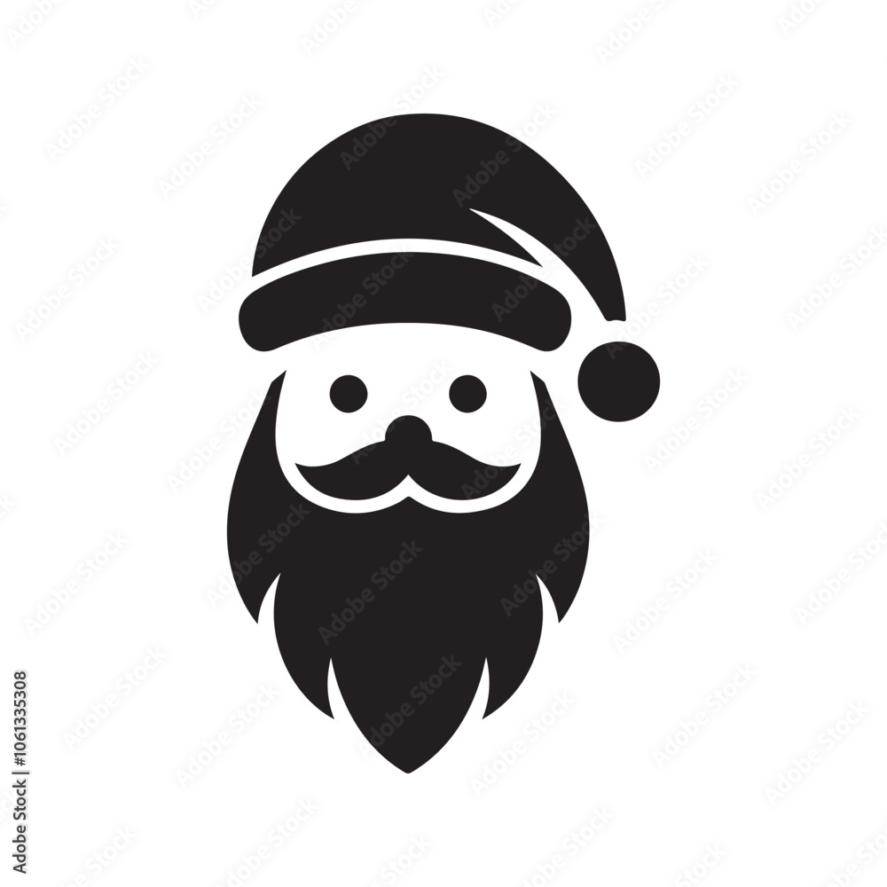 Fototapeta premium Isolated Santa Silhouette Vector on Clean White Design.