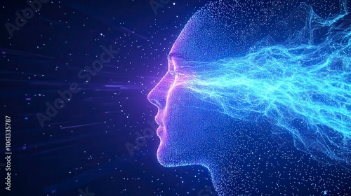 Ethereal Human Form with Flowing Energy Waves