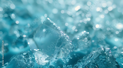 Abstract Blue Ice Crystal Macro Photography