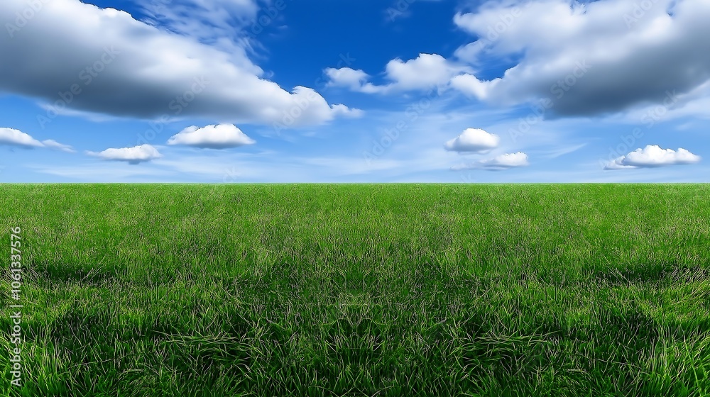 Wide grass field and horizon: An expansive grass field stretching to an open horizon Wide grass field and horizon: An expansive grass field stretching to an open horizon