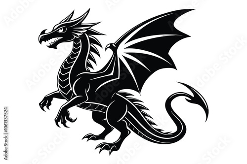 Dragon black animal silhouette vector illustration