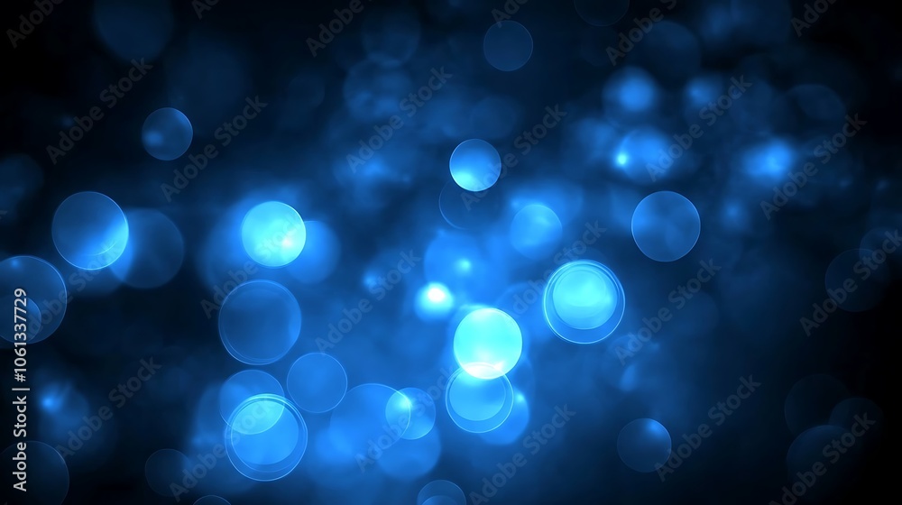 Blue Bokeh Lights Background Minimalist White Background with Space for Text