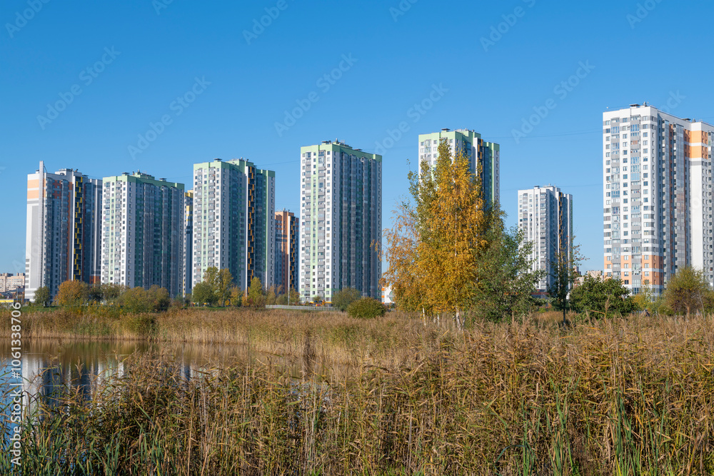 View of the multi-story residential complex View of the multi-story residential complex