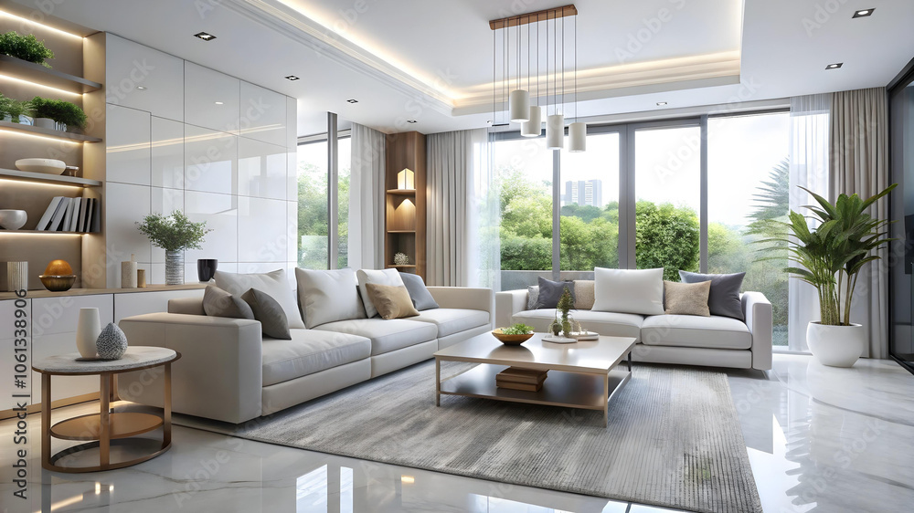 Fototapeta premium modern minimal interior of a luxury living room