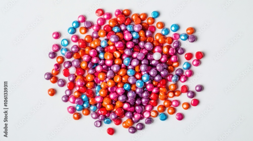 A Scattering of Colorful Shiny Candy Coated Chocolate Pieces