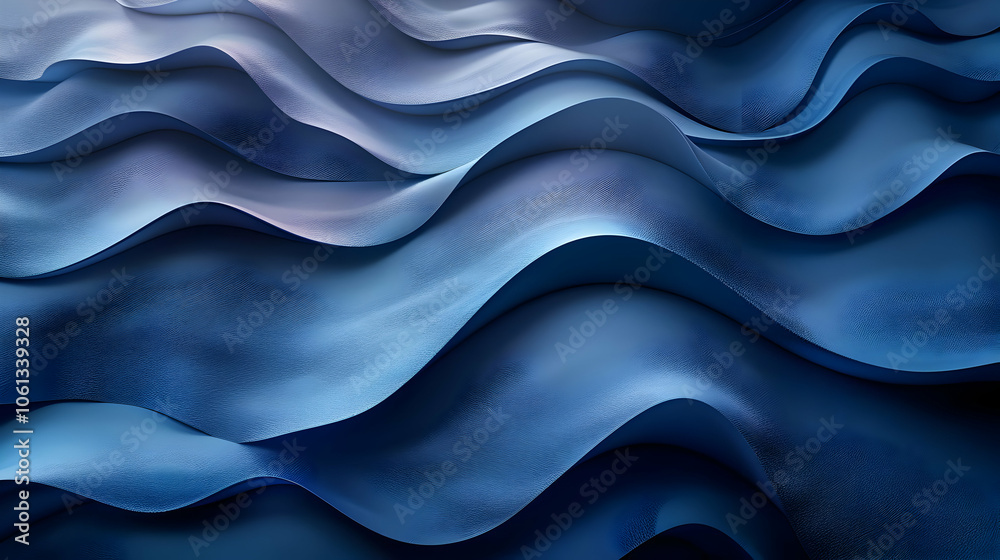 Abstract Blue 3D Wavy Background