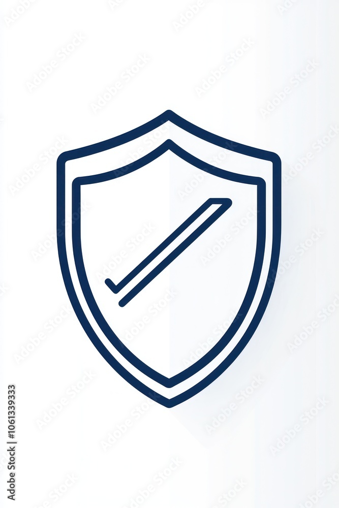 Minimalist line icon representing a security shield. Minimalist line icon representing a security shield.