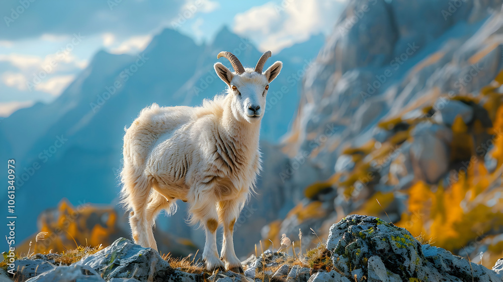 Obraz premium Mountain Goat in Rocky Terrain - Nature Photography