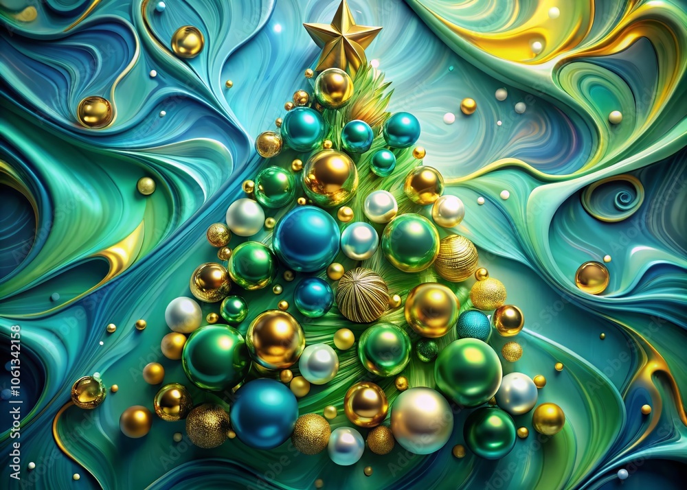 Abstract Christmas Tree with Geometric Liquid Shapes - Vector Illustration Template for Festive Designs and Holiday Celebrations