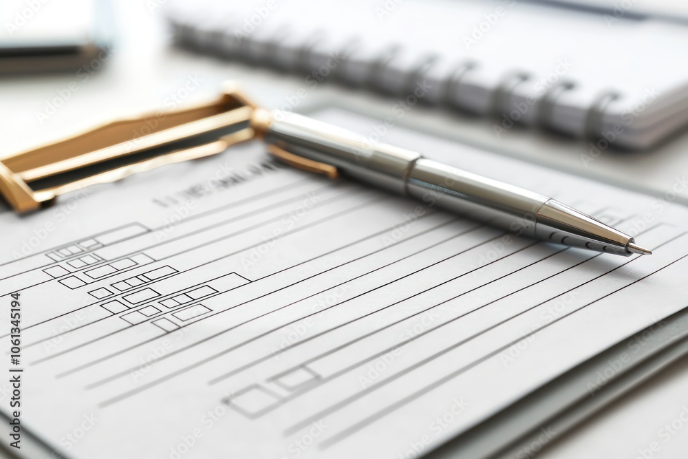 Artistic 3D visualization of an evaluation form on a clipboard, ready to fill. Artistic 3D visualization of an evaluation form on a clipboard, ready to fill.