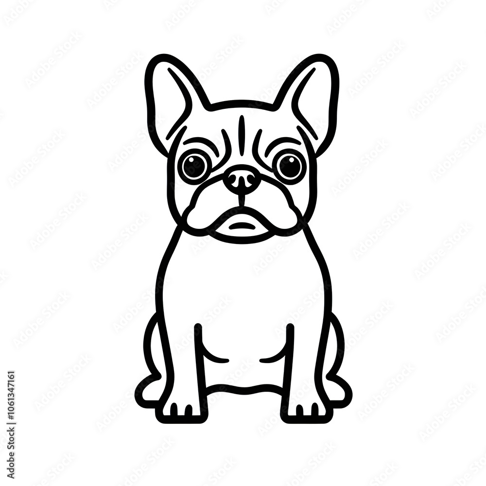 minimalistic illustration of French dog minimalistic illustration of French dog